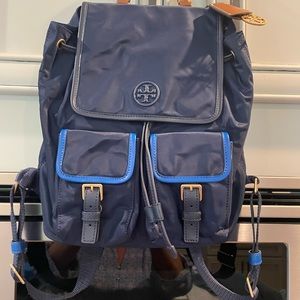 Tory Burch flap nylon drawstring backpack